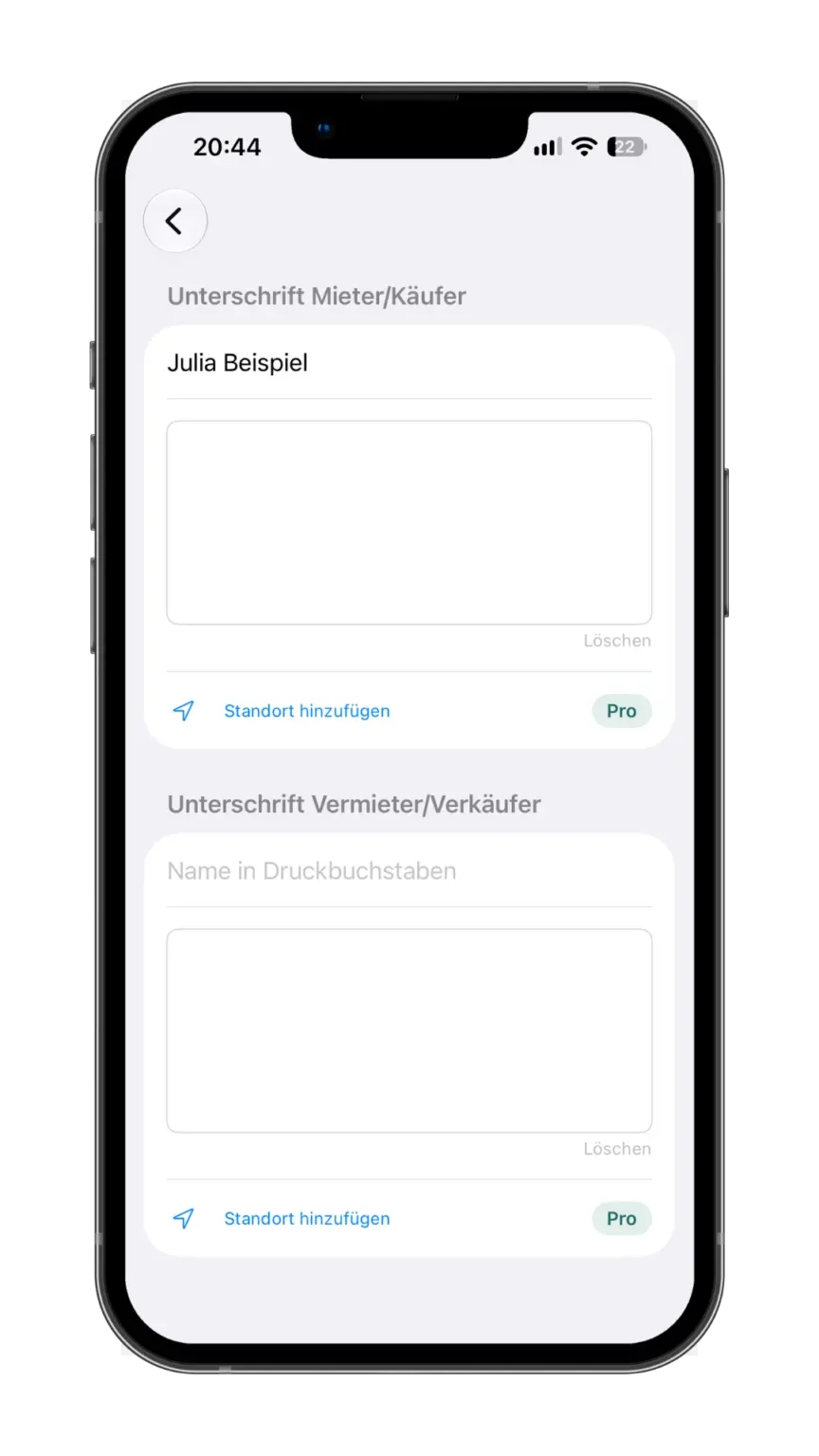 Egal ob Einzug, Auszug oder Kauf. Sauber dokumentiert, von beiden Seiten unterschrieben, als PDF exportiert.